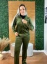 conjunto feminino plush agasalho veludo verde