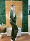 conjunto feminino plush agasalho veludo verde