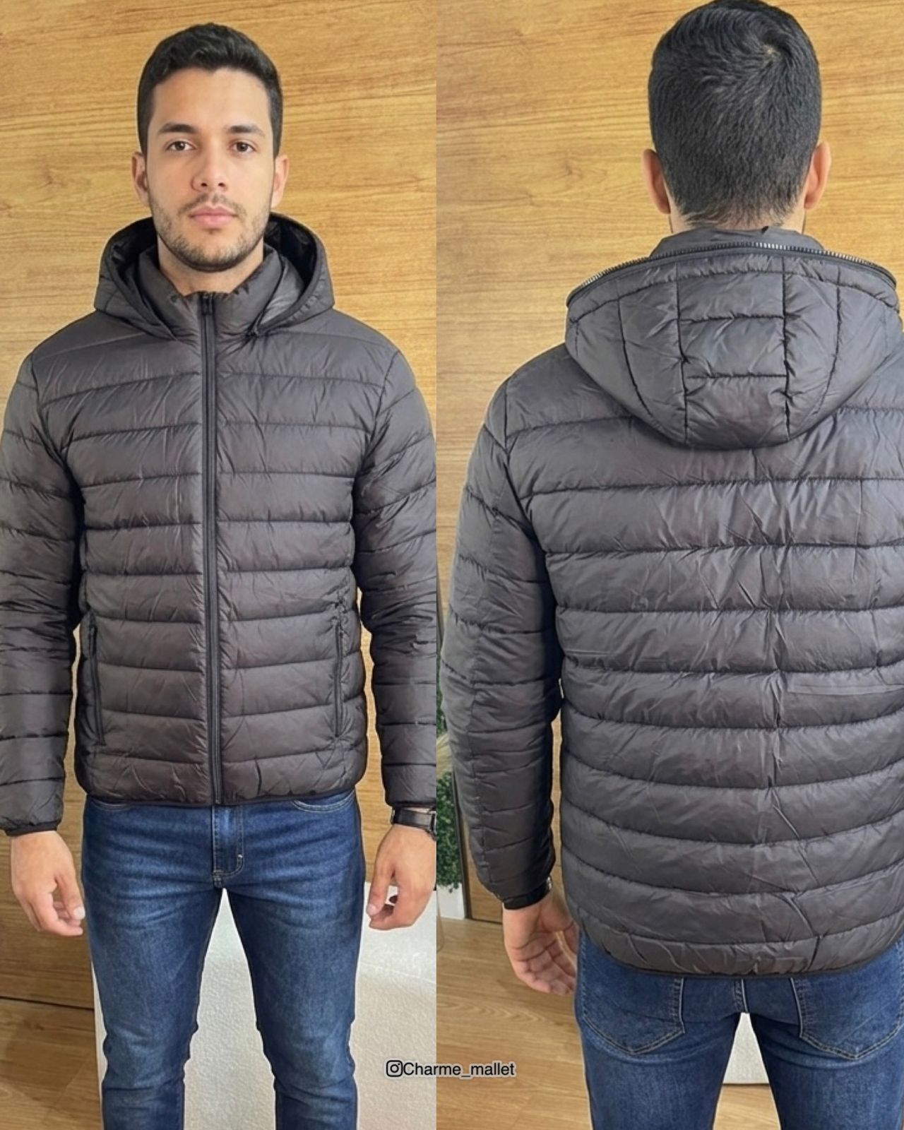 jaqueta puffer masculina naylon com capuz removível jaqueta puffer masculina naylon com capuz removível