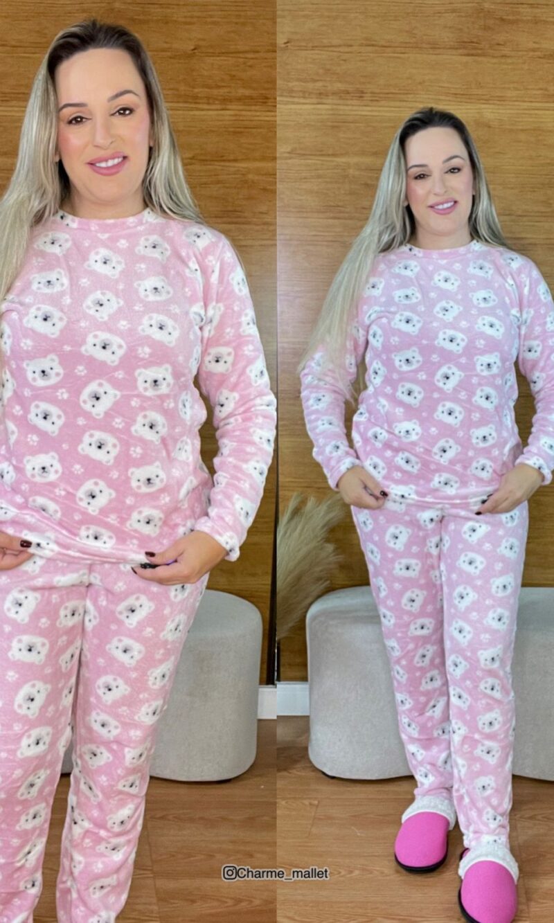 pijama plush fleece urso estrela 8788
