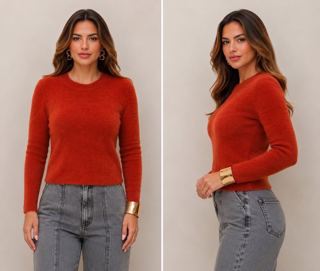 blusa em pelinho terracota
