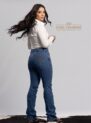 calça country feminina jeans com aplicação de strass