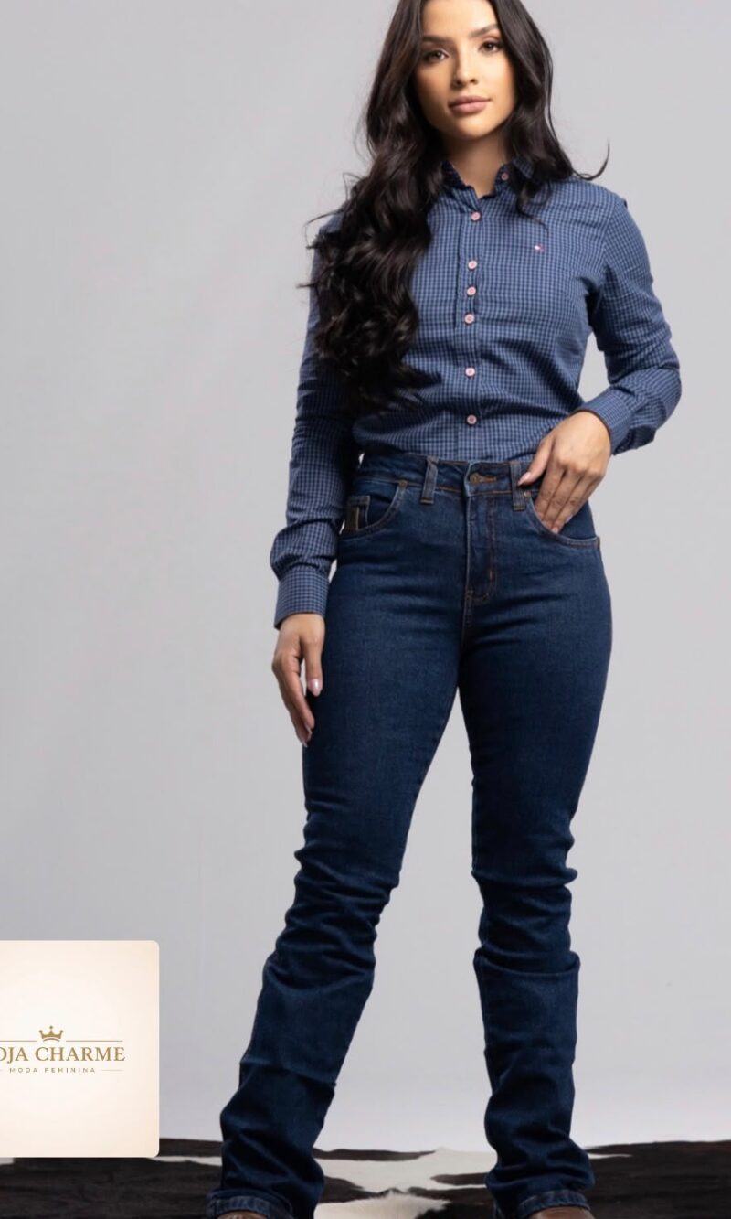calça country feminina jeans escuro calça country feminina jeans escuro
