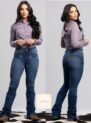 calça country feminina com aplicação de strass estrela