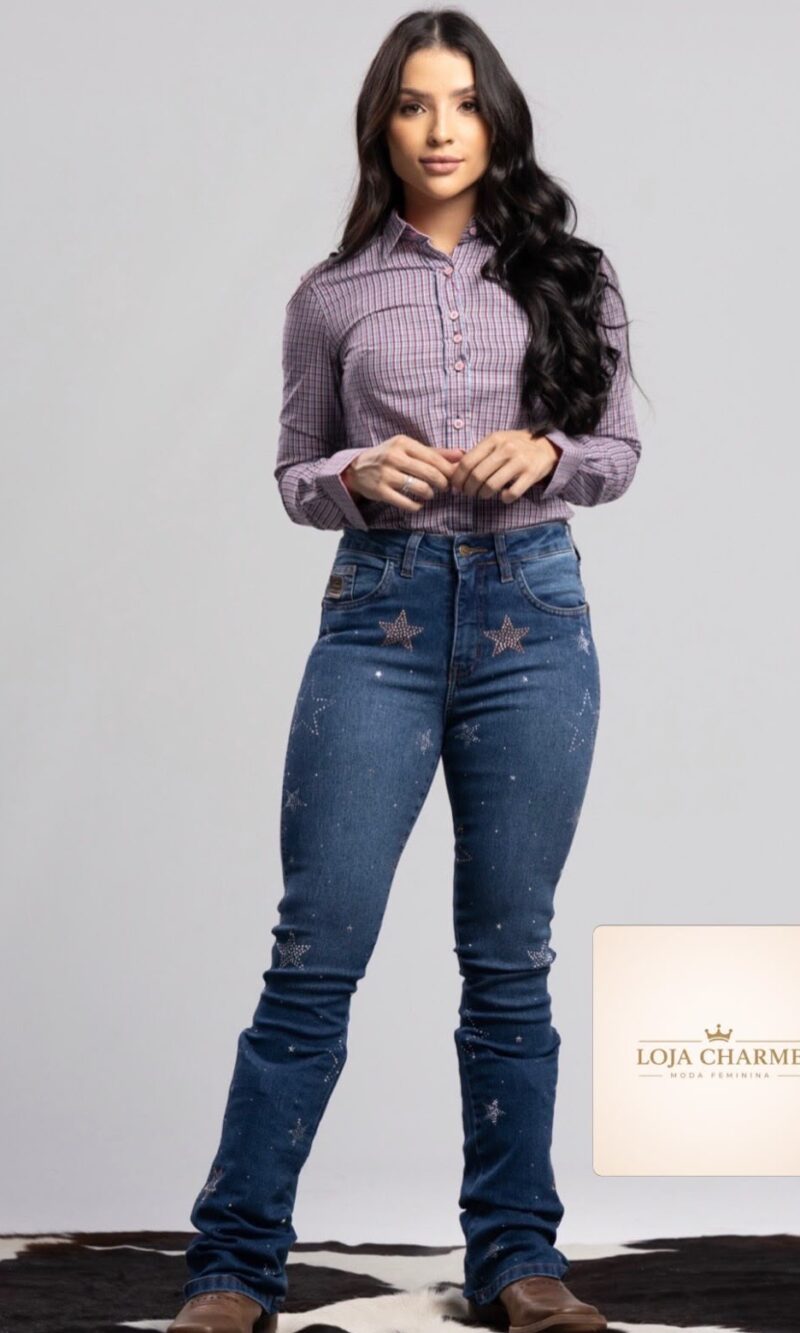 calça country feminina com aplicação de strass estrela calça country feminina com aplicação de strass estrela