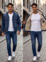 jaqueta jeans masculina inteiramente forrada jeans escura