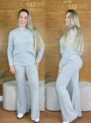 conjunto canelado premium cinza mescla claro