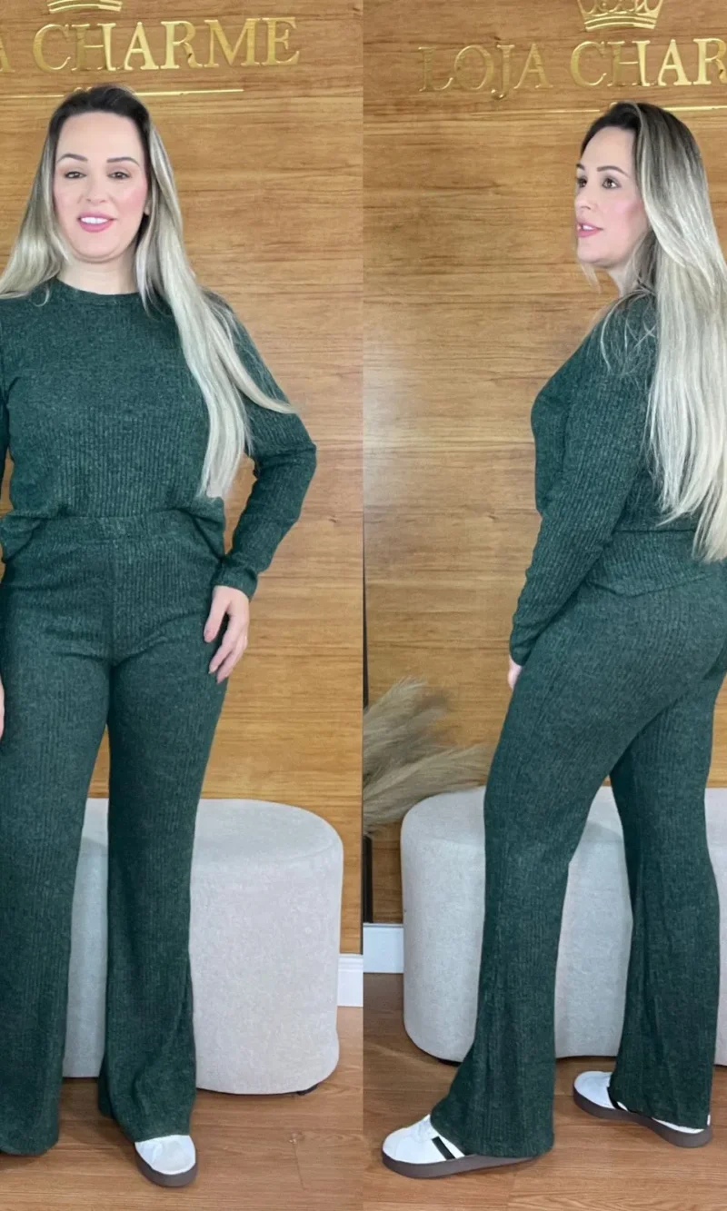 conjunto canelado premium verde