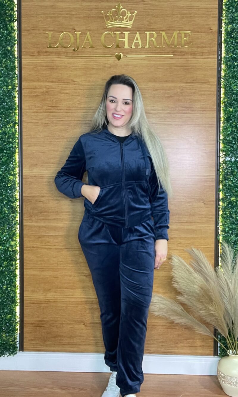 conjunto veludo marinho