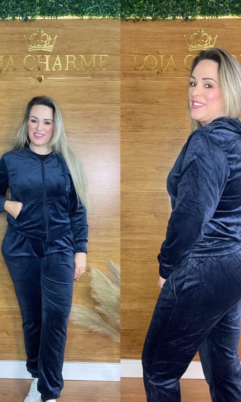 conjunto veludo marinho