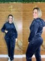 conjunto veludo marinho