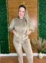 conjunto veludo bege
