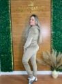 conjunto veludo bege