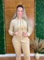 conjunto veludo bege claro