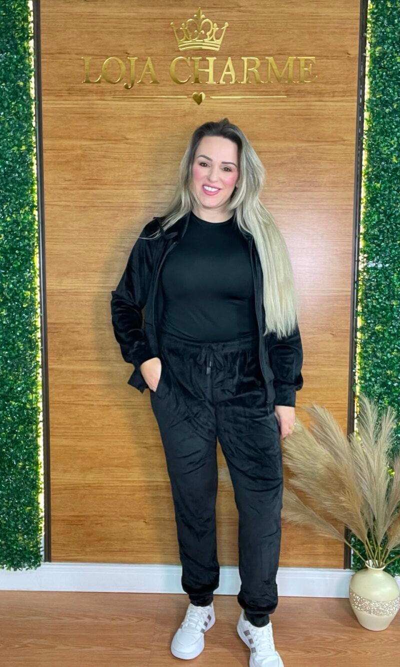 conjunto veludo preto
