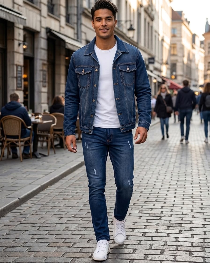 jaqueta jeans masculina inteiramente forrada jeans escura jaqueta jeans masculina inteiramente forrada jeans escura