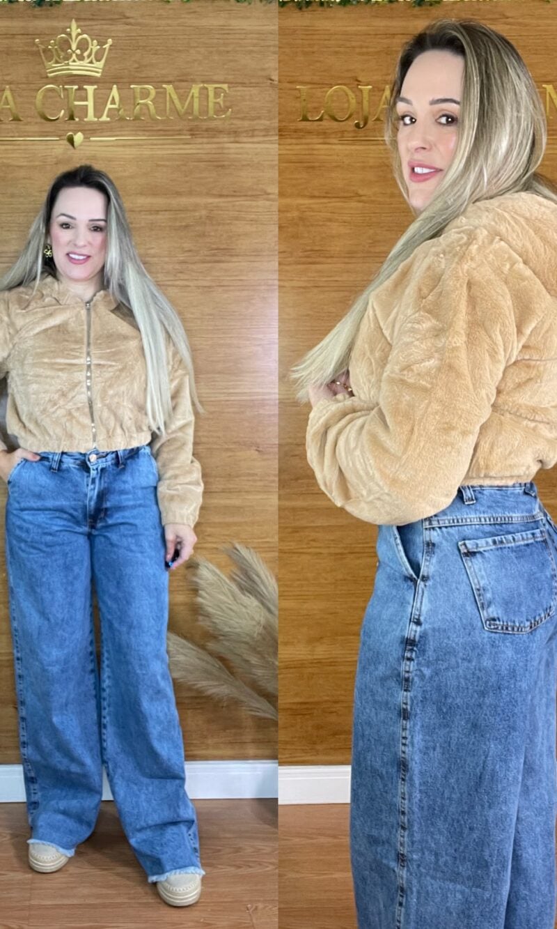 jaqueta de pelucia caramelo