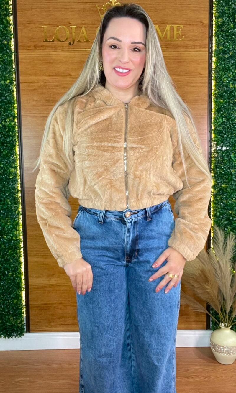 jaqueta de pelucia caramelo