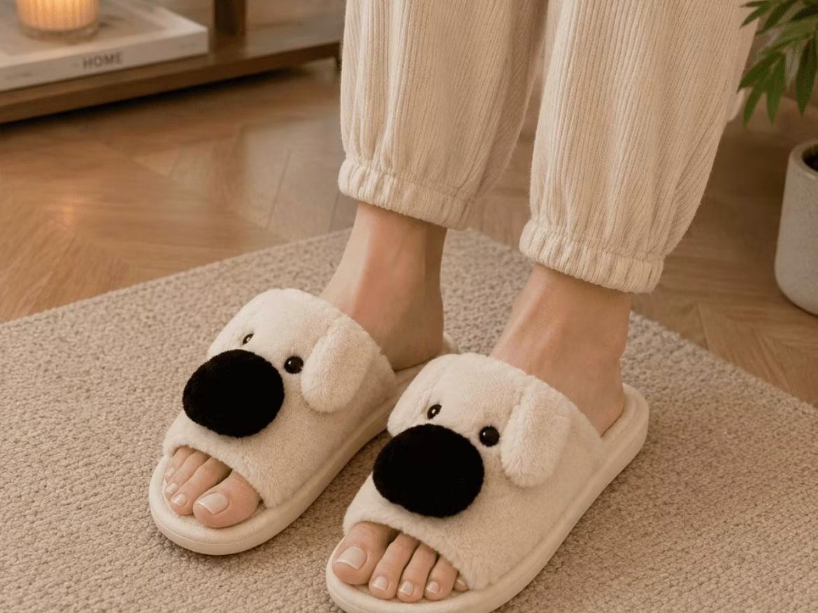 pantufa cachorrinho peluciada bege pantufa cachorrinho peluciada bege